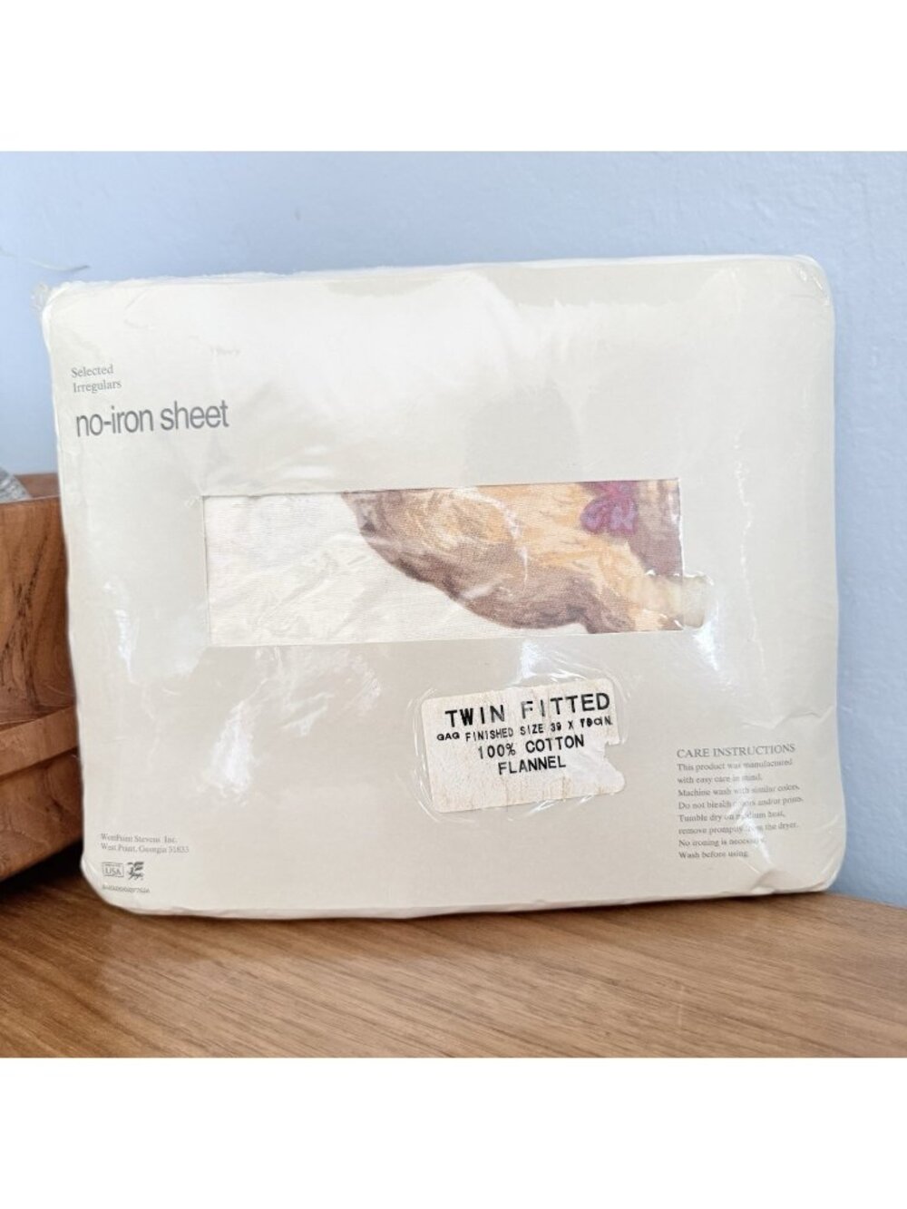 Vintage WestPoint Stevens 100% Cotton Flannel Twin Fitted Sheet Teddy Bear